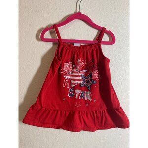 Healthtex Patriotic Fireworks Tank Top Toddler Girls Size 4T Red AC1